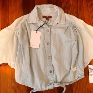 NWT girls chambray tie bottom light Blue denim girls Shirt